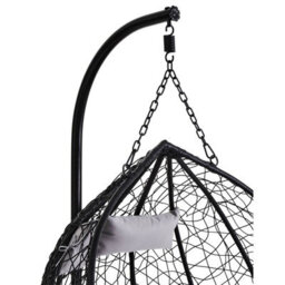 Orsina Double Black Hanging Chair, Plush Comfort Bedroom Chair, Stable And Sturdy Indoor Chair With Grey Cusions - thumbnail 5