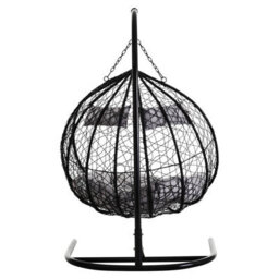 Orsina Double Black Hanging Chair, Plush Comfort Bedroom Chair, Stable And Sturdy Indoor Chair With Grey Cusions - thumbnail 4