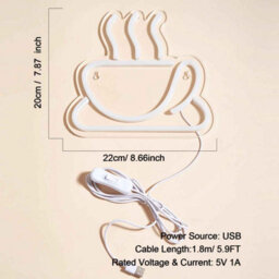 Led Neon Coffee Cup Sign ,usb Powered Night Light For Wall And Room Decor - thumbnail 2
