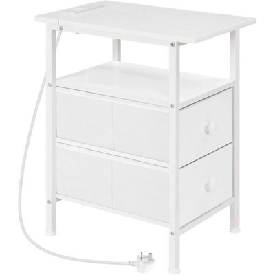 Bedside Table With Drawers And Charging Station Small Nightstand - image 1