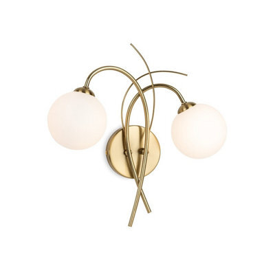 Luminosa Lighting Luminosa Elba 2 Light Wall Brushed Brass With Opal White Glass 2Xg9