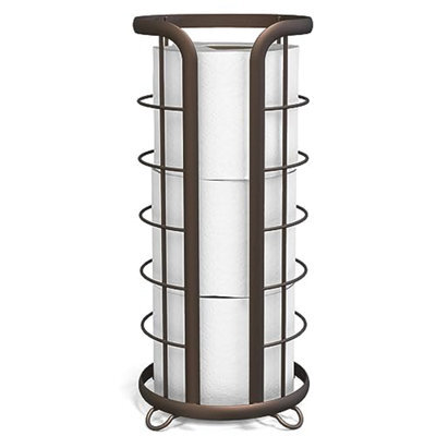 Brookstone, Bronze Toilet Paper Holder, Freestanding Bathroom Tissue Organizer, Minimalistic Storage Solution, Modern & Stylish