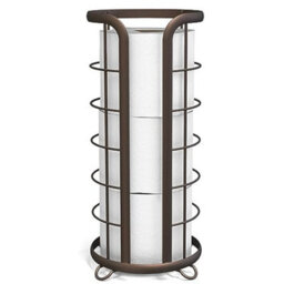 Brookstone, Bronze Toilet Paper Holder, Freestanding Bathroom Tissue Organizer, Minimalistic Storage Solution, Modern & Stylish