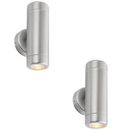 2 Pack Up & Down Twin Outdoor Wall Light - 2 X 7W Led Gu10 - Stainless Steel - thumbnail 1
