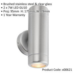 2 Pack Up & Down Twin Outdoor Wall Light - 2 X 7W Led Gu10 - Stainless Steel - thumbnail 2