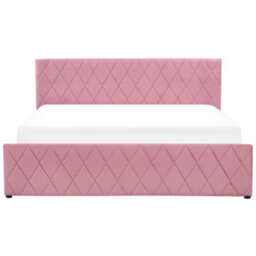 Beliani Ottoman Bed Velvet Rochefort 180 X 200 Cm (Eu Super King) Pink - thumbnail 8