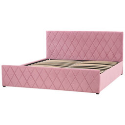 Beliani Ottoman Bed Velvet Rochefort 180 X 200 Cm (Eu Super King) Pink - thumbnail 4