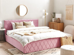 Beliani Ottoman Bed Velvet Rochefort 180 X 200 Cm (Eu Super King) Pink - thumbnail 2