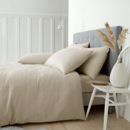 Catherine Lansfield Bedding Brushed Cotton Duvet Cover Set With Pillowcase Cream