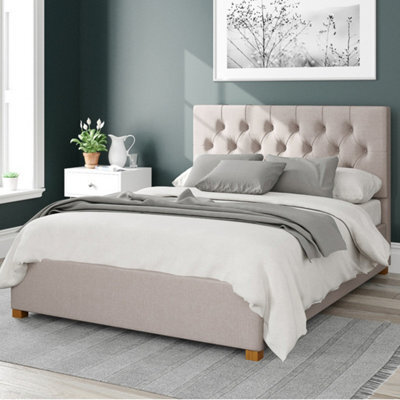 Aspire Olivier Fabric Ottoman Bed, Eire Linen Fabric, Off White, Double - image 1