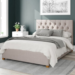 Aspire Olivier Fabric Ottoman Bed, Eire Linen Fabric, Off White, Double