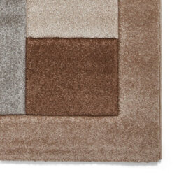 Beige Grey Chequered Rug, 10mm Thick Geometric Bordered Rug, Stain-Resistant Modern Rug For Dining Room-120Cm X 170Cm - thumbnail 5