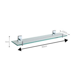Showerdrape Unity Chrome Stainless Steel Wall Mounted Glass Vanity Shelf 500mm - thumbnail 2