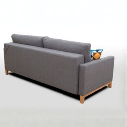 Ariel Sofa Bed 3 Seater Fabric Upholstered Living Room Couch With Sleeping Function And Storage Blue With Printed Cushions - thumbnail 3