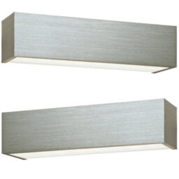 2 Pack Led Box Wall Light Warm White Brushed Aluminium & Frosted Glass Lamp - thumbnail 1