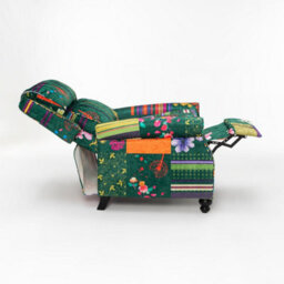 Manual Recliner Chair In Fabric Green Patchwork - thumbnail 8