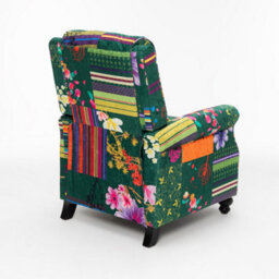 Manual Recliner Chair In Fabric Green Patchwork - thumbnail 9