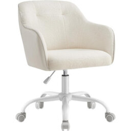 Songmics Adjustable Swivel Chair, Office Desk Chair With Armrests, Vanity Seat, Sherpa Fabric Upholstery, Cappuccino Beige - thumbnail 8