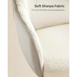Songmics Adjustable Swivel Chair, Office Desk Chair With Armrests, Vanity Seat, Sherpa Fabric Upholstery, Cappuccino Beige - thumbnail 4