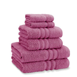 Catherine Lansfield Bathroom Zero Twist 500 Gsm Soft & Absorbent Cotton 6 Piece Towel Set Raspberry - thumbnail 1