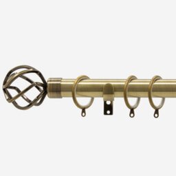 Antqiue Brass 28mm Cage Fixed Length Metal Curtain Pole  250Cm - thumbnail 1