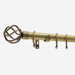 Antqiue Brass 28mm Cage Fixed Length Metal Curtain Pole  250Cm - thumbnail 2