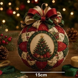 Amorly Christmas Classics Patchwork Ornament Diy Kit, Christmas Tree Craft Set With Fabric, Beads And Ribbon, Diy Ornament For Decoration - thumbnail 3