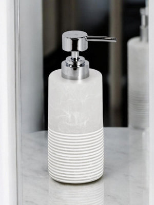 Showerdrape Bianco Frost Onyx White Striped Liquid Soap Dispenser - image 1