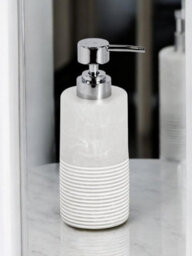 Showerdrape Bianco Frost Onyx White Striped Liquid Soap Dispenser