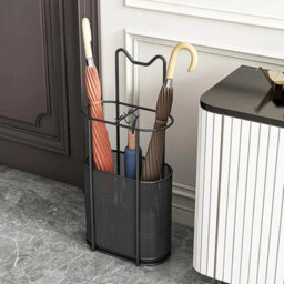 Metal Umbrella Stand With Drip Tray & Hooks - thumbnail 1