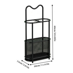 Metal Umbrella Stand With Drip Tray & Hooks - thumbnail 2
