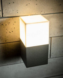 CGC Lighting Cgc Dark Grey & White Cube Outdoor Garden Porch Patio Wall Light - thumbnail 1