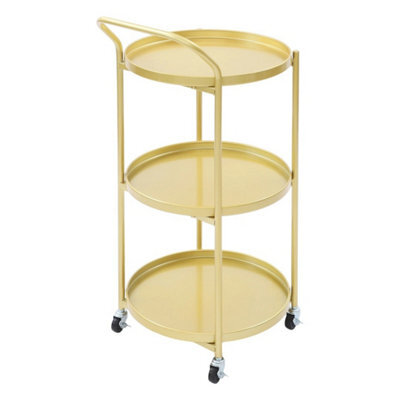 3-Tier Gold Bar Cart 18X16In W/ Wheels & Brakes - image 1