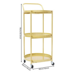 3-Tier Gold Bar Cart 18X16In W/ Wheels & Brakes - thumbnail 2