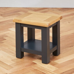 The Furniture Market Cotswold Charcoal Grey Painted Lamp Side Table Natural Oak Top, Fully Assembled, Elegant Living Room Furniture - thumbnail 3