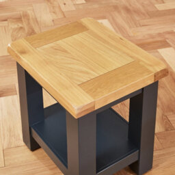 The Furniture Market Cotswold Charcoal Grey Painted Lamp Side Table Natural Oak Top, Fully Assembled, Elegant Living Room Furniture - thumbnail 4