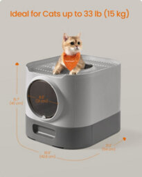 Songmics Feandrea Cat Litter Box With Lid, Xl Enclosed Litter Box With Top Entry, Slide-Out Tray, Scoop, Brush, Anti-Tracking - thumbnail 5