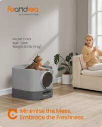 Songmics Feandrea Cat Litter Box With Lid, Xl Enclosed Litter Box With Top Entry, Slide-Out Tray, Scoop, Brush, Anti-Tracking - thumbnail 4
