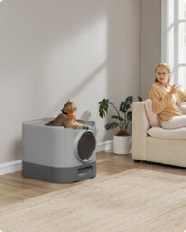 Songmics Feandrea Cat Litter Box With Lid, Xl Enclosed Litter Box With Top Entry, Slide-Out Tray, Scoop, Brush, Anti-Tracking