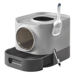Songmics Feandrea Cat Litter Box With Lid, Xl Enclosed Litter Box With Top Entry, Slide-Out Tray, Scoop, Brush, Anti-Tracking - thumbnail 6