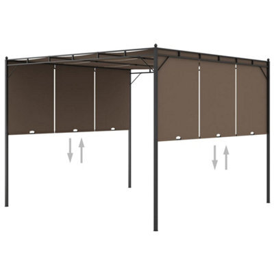 Walplus Garden Gazebo With Side Curtain 3X3X2.25 M Taupe - image 1