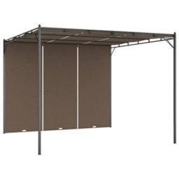 Walplus Garden Gazebo With Side Curtain 3X3X2.25 M Taupe - thumbnail 2