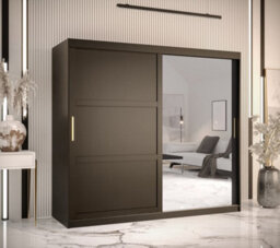 Arte Ramiro Ii Contemporary 2 Sliding Door Wardrobe 9 Shelves 2 Rails Black Matt (H)2000mm (W)2000mm (D)620mm - thumbnail 2