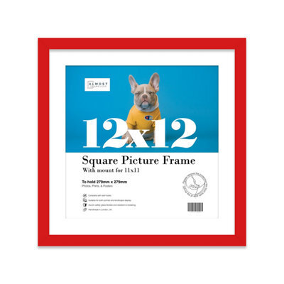 "12X12"" Red Picture Frame - 12X12"" Square Frame With 11X11"" Mount For 12X12""/11X11"" Pictures Classic Style Thin Edge, 1 Pack" - image 1