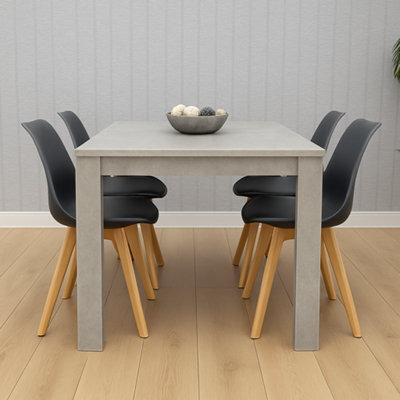 Kosy Koala Modern Stone Grey Effect Dining Table Set With 4 Grey Plastic Chairs Dining Room Furniture - image 1