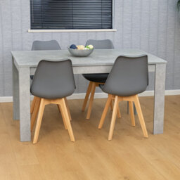 Kosy Koala Modern Stone Grey Effect Dining Table Set With 4 Grey Plastic Chairs Dining Room Furniture - thumbnail 2