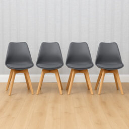 Kosy Koala Modern Stone Grey Effect Dining Table Set With 4 Grey Plastic Chairs Dining Room Furniture - thumbnail 4