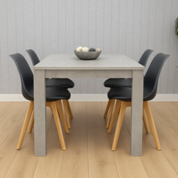 Kosy Koala Modern Stone Grey Effect Dining Table Set With 4 Grey Plastic Chairs Dining Room Furniture - thumbnail 1