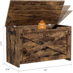 Large Toy Chest Storage Chest Wooden Storage Bench Blanket Storage Box Brown - thumbnail 2