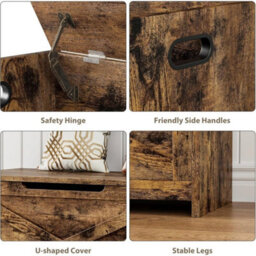 Large Toy Chest Storage Chest Wooden Storage Bench Blanket Storage Box Brown - thumbnail 3